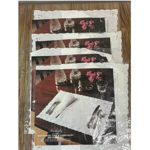 Four Orem Butterfly Battenburg Lace and Embroidery Breakfast Set Vintage NWT